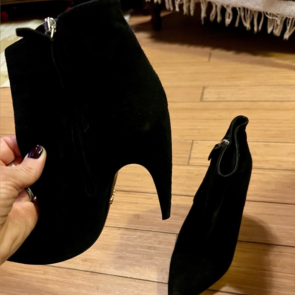Prada Black Suede Ankle Booties